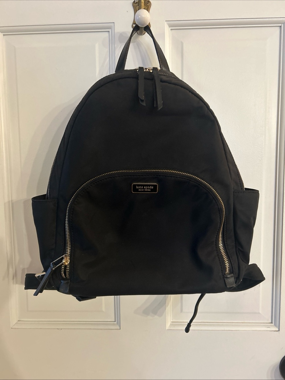 kate spade Black Nylon Backpack with Gold Hardware